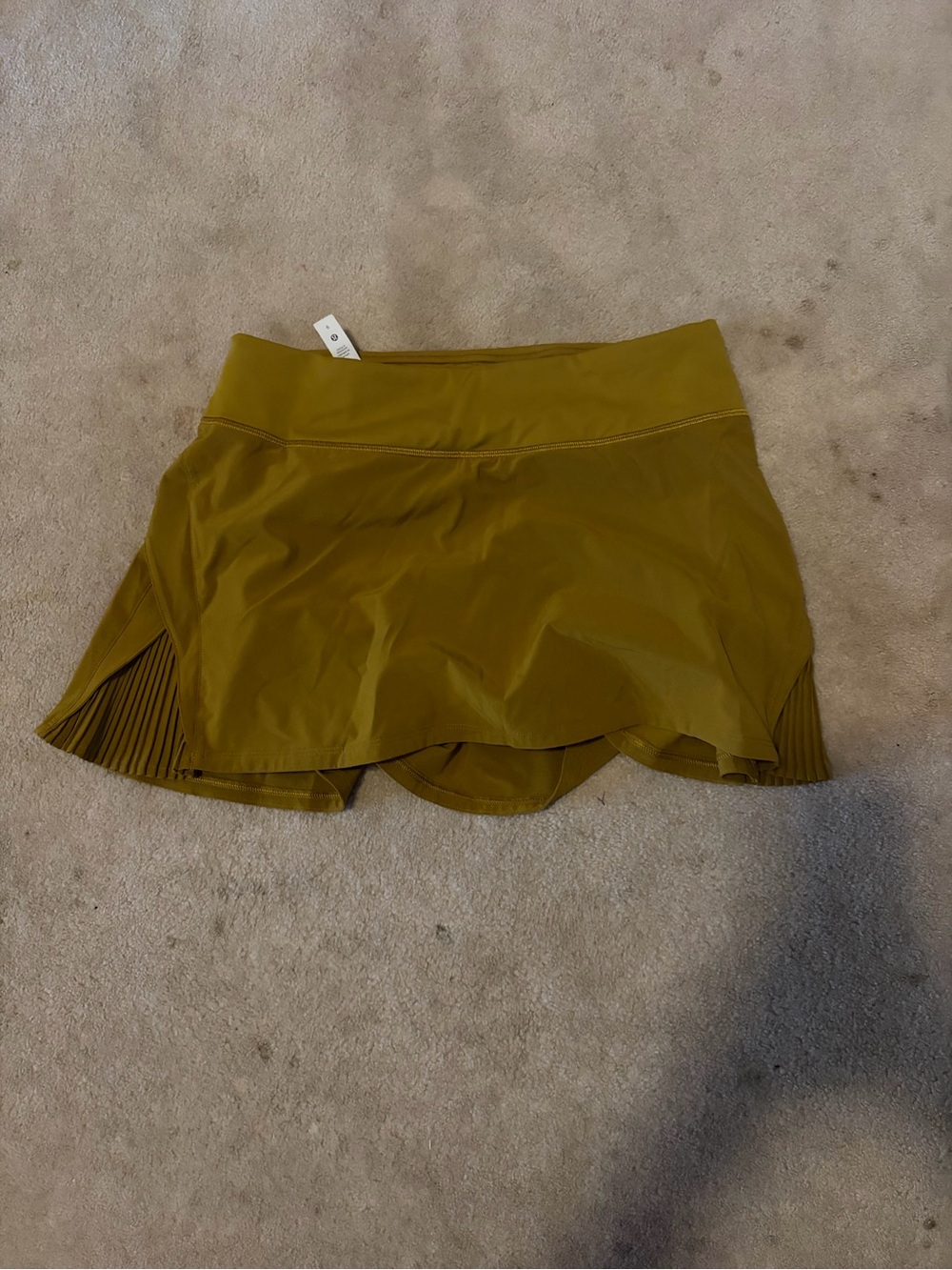 Gold Athletic Skirt with Pleated Side Panels
